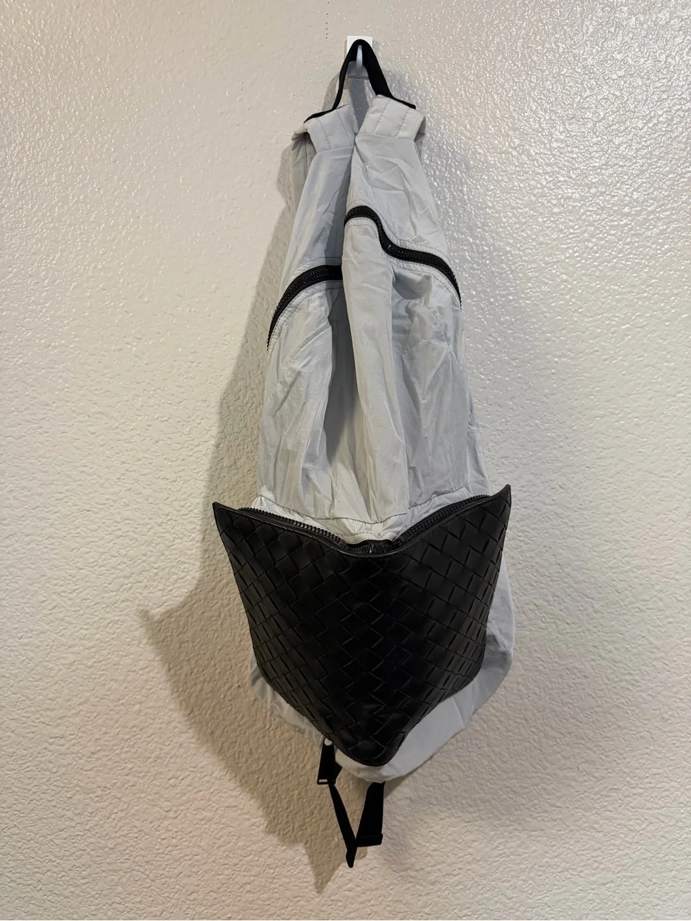 Bottega Veneta Intrecciato Woven Black Leather Zip Backpack
